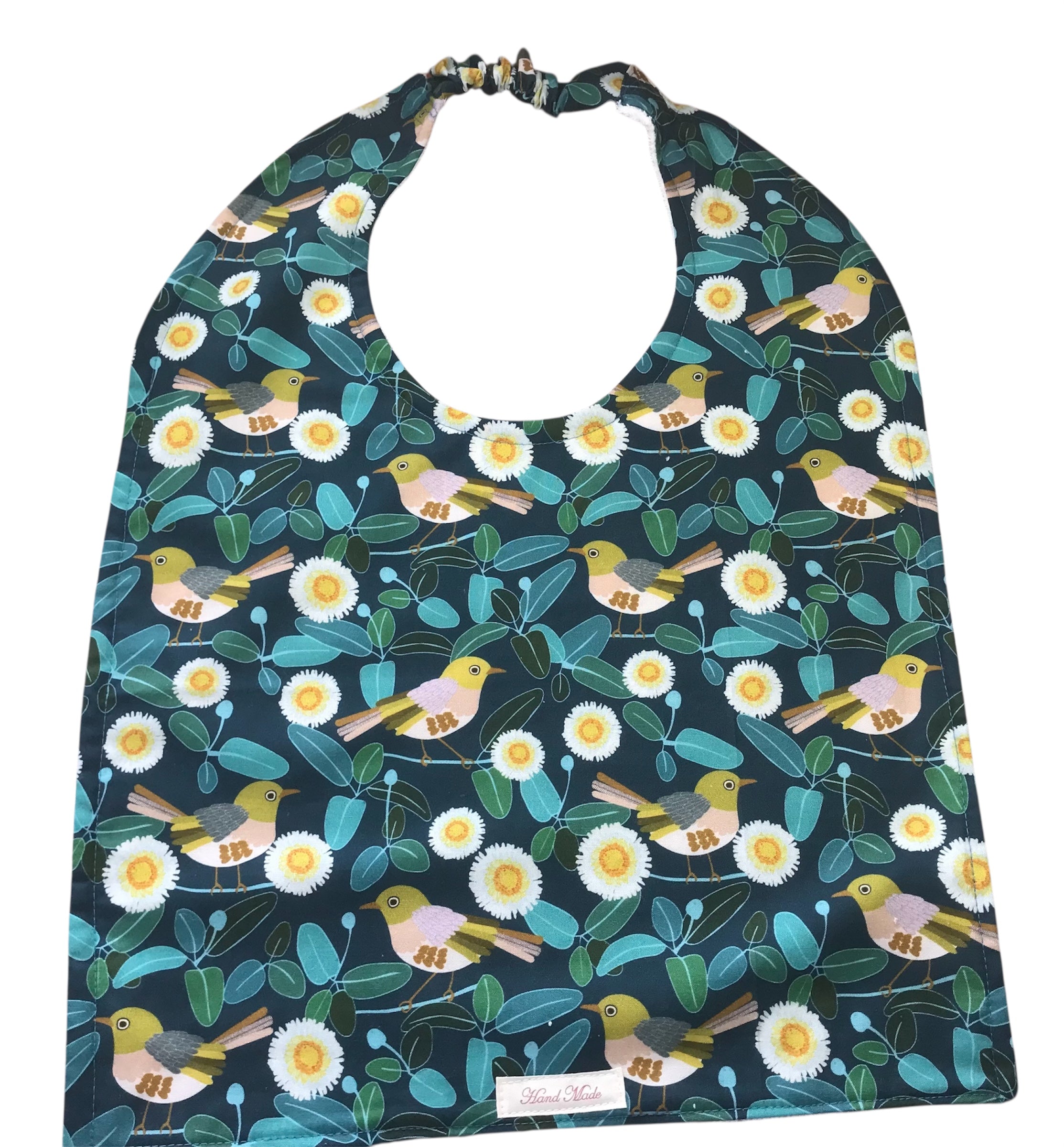 Handmade Adult Bib – Fun Prints, Cotton Front & Toweling Back, Elastic Neckband