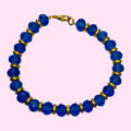 Blue Glass Beaded Bracelet with Gold Finish Spacers