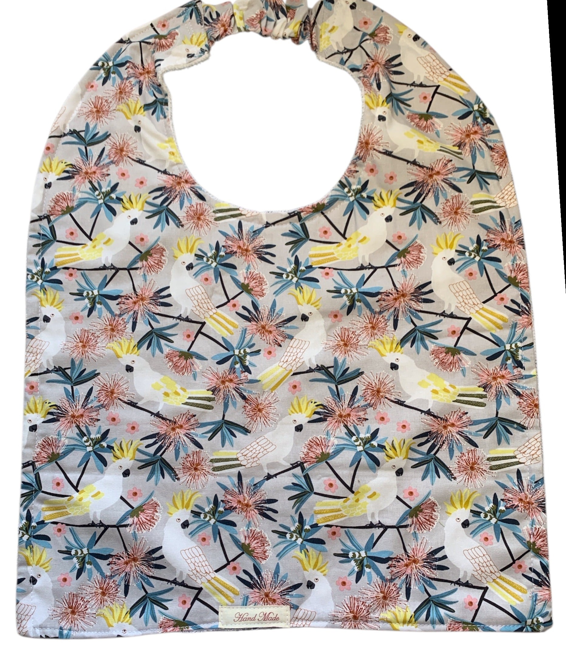 Handmade Adult Bib – Fun Prints, Cotton Front & Toweling Back, Elastic Neckband