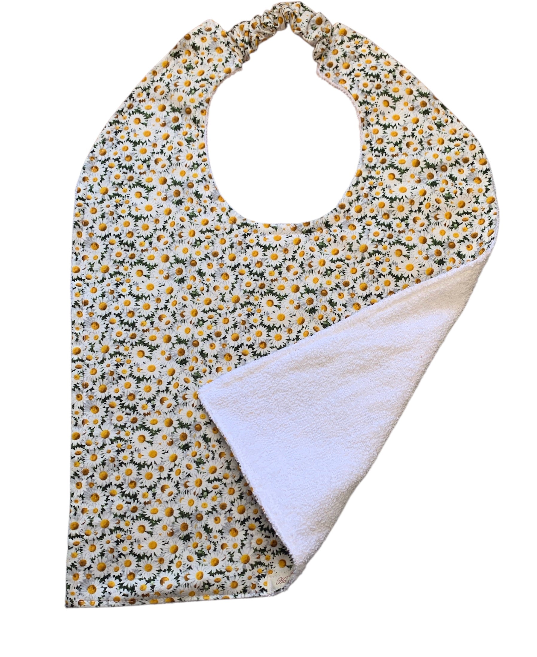 Handmade Adult Bib – Fun Prints, Cotton Front & Toweling Back, Elastic Neckband