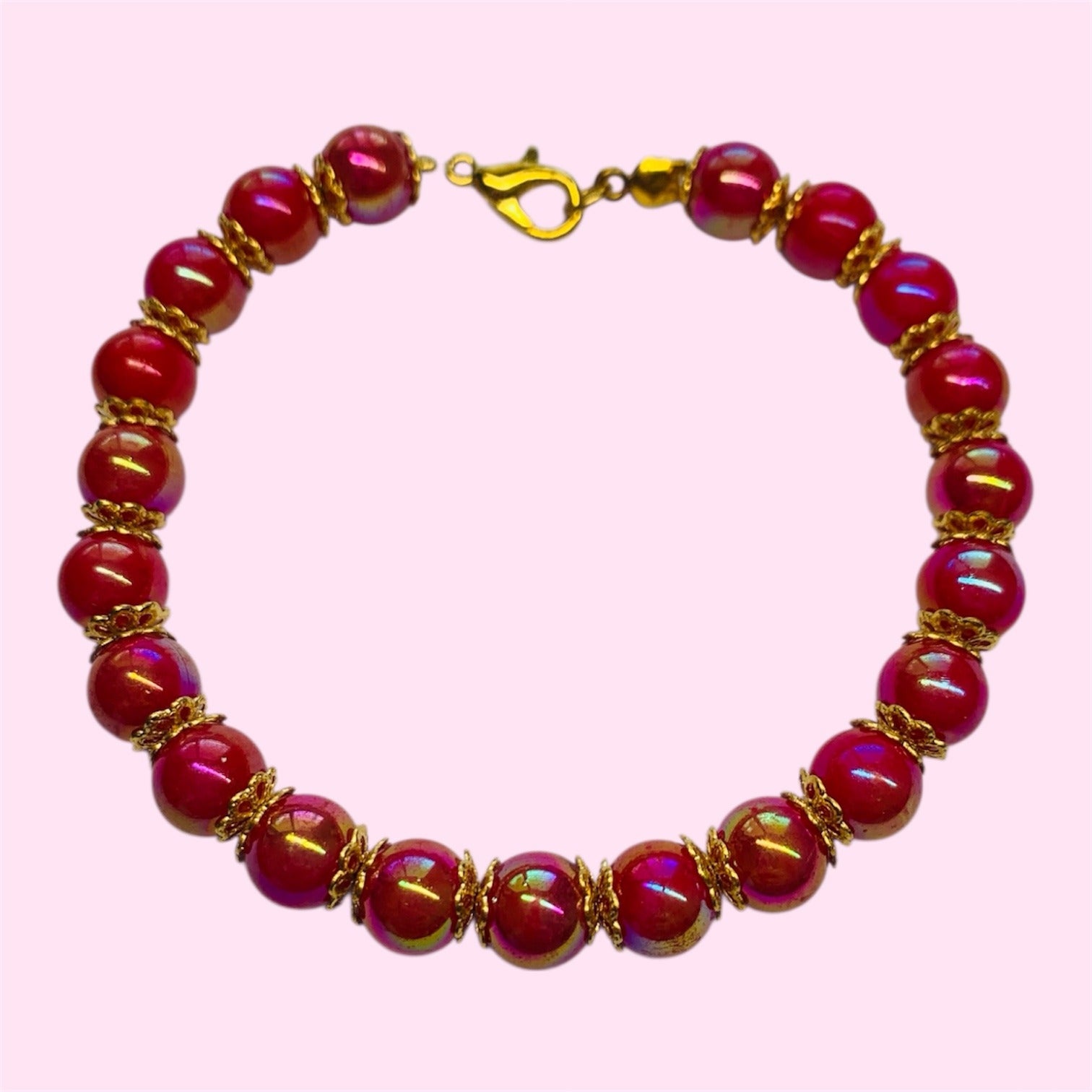 Dark Pink Pearl Bracelet