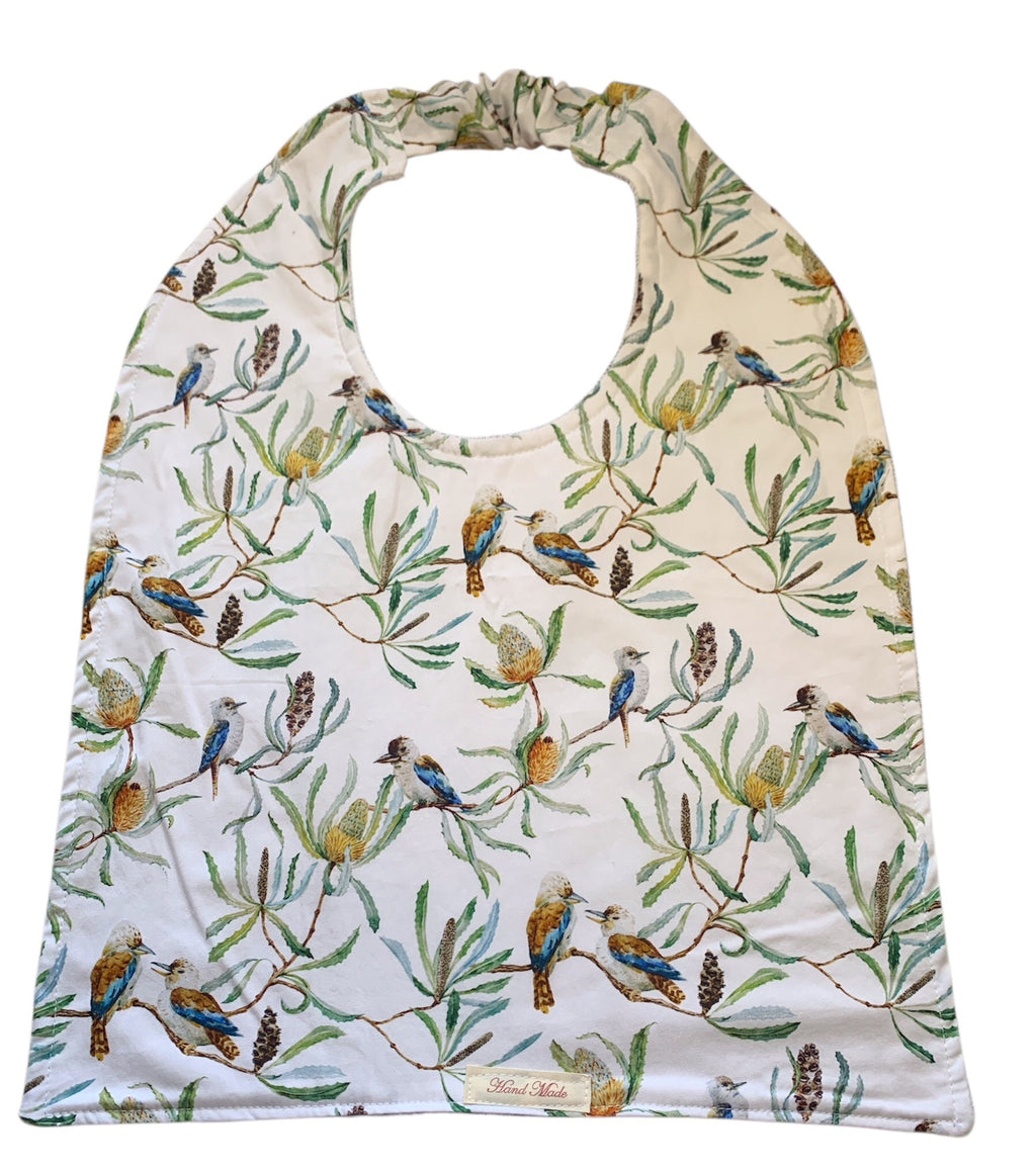 Handmade Adult Bib – Fun Prints, Cotton Front & Toweling Back, Elastic Neckband