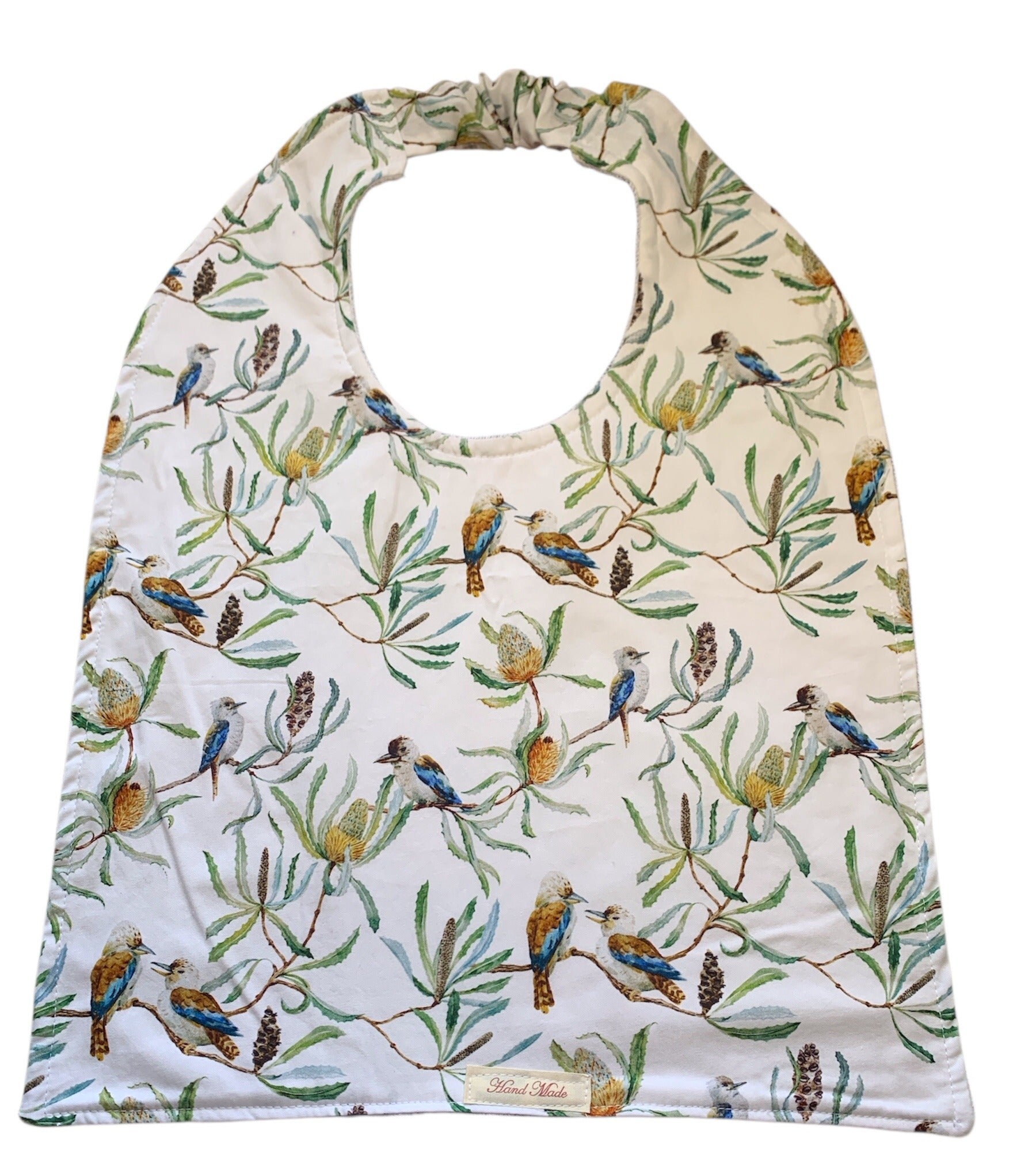 Handmade Adult Bib – Fun Prints, Cotton Front & Toweling Back, Elastic Neckband