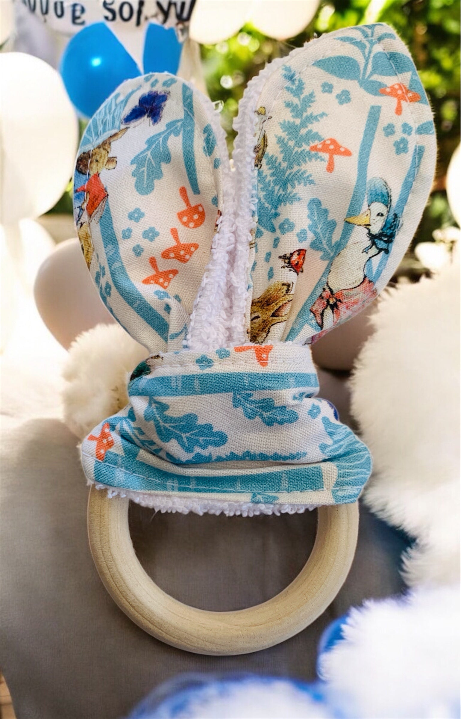 Wooden Bunny Ears Teething Ring