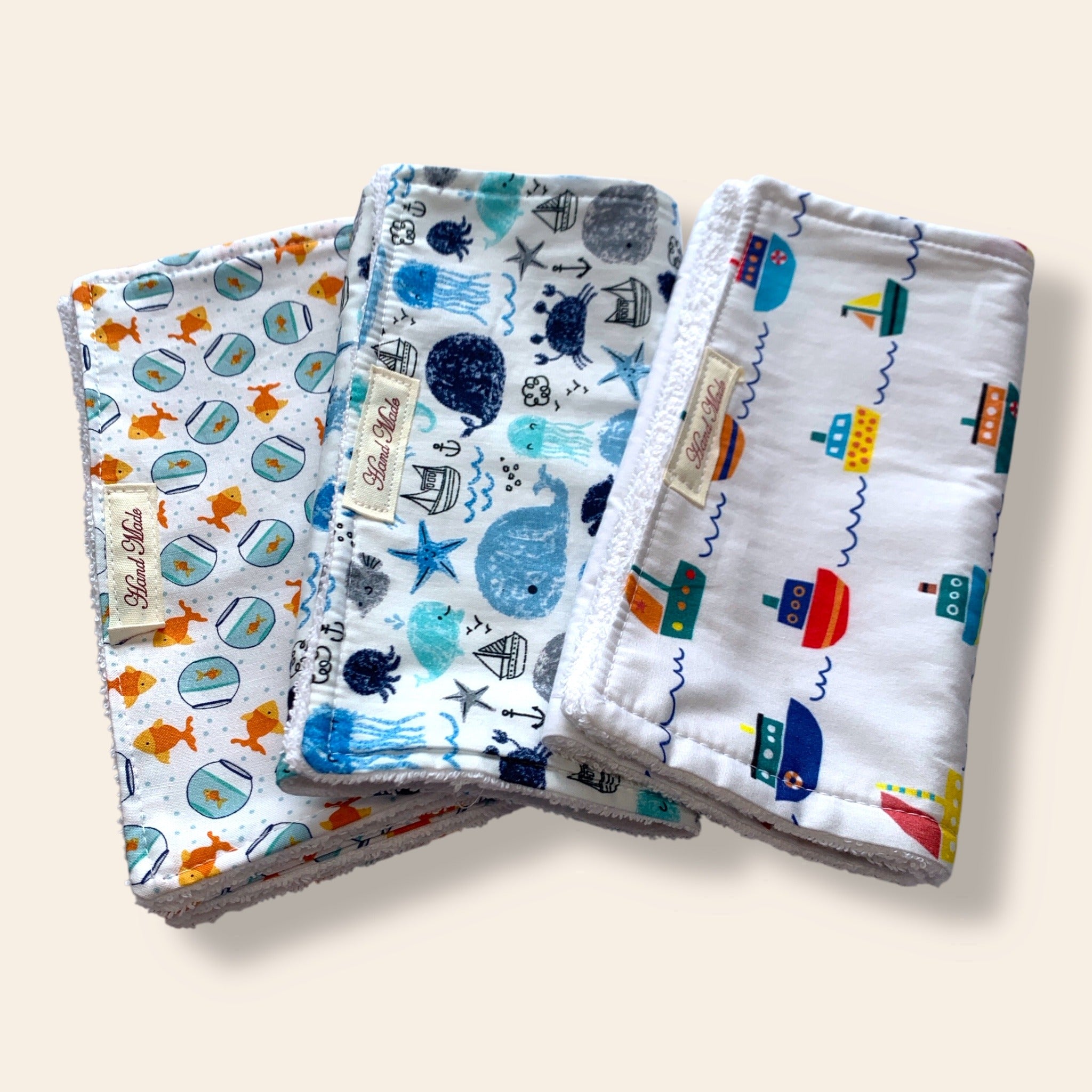Set of 3 Baby Burp Cloths - Gift Set