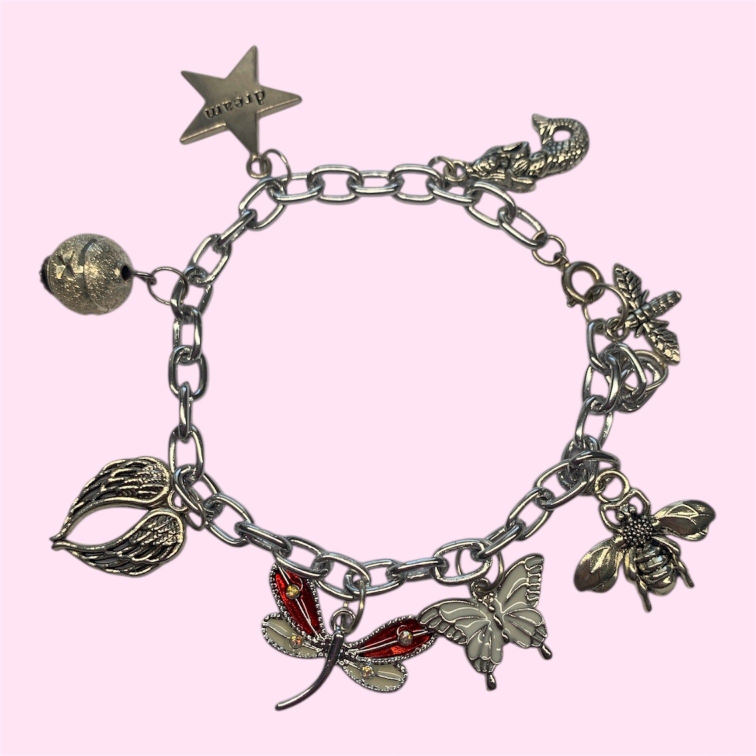 White Metal Charm Bracelet