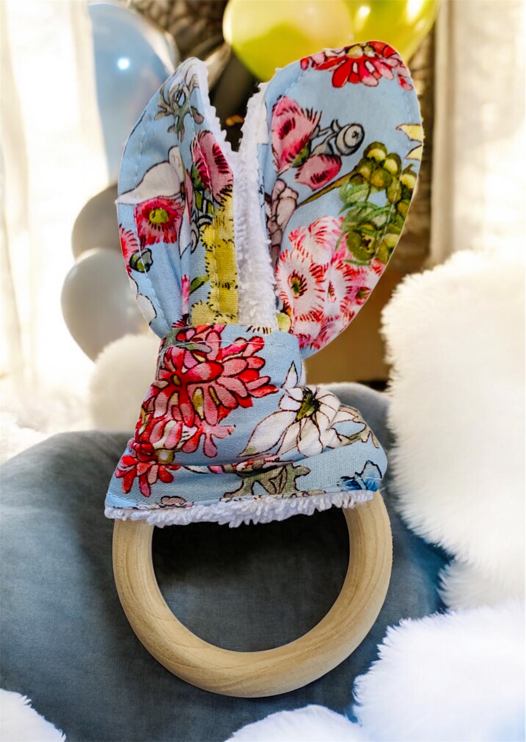 Wooden Bunny Ears Teething Ring