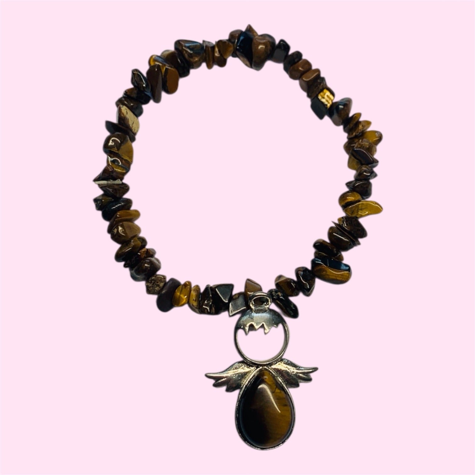 Tiger's Eye Bracelet with Angel charm