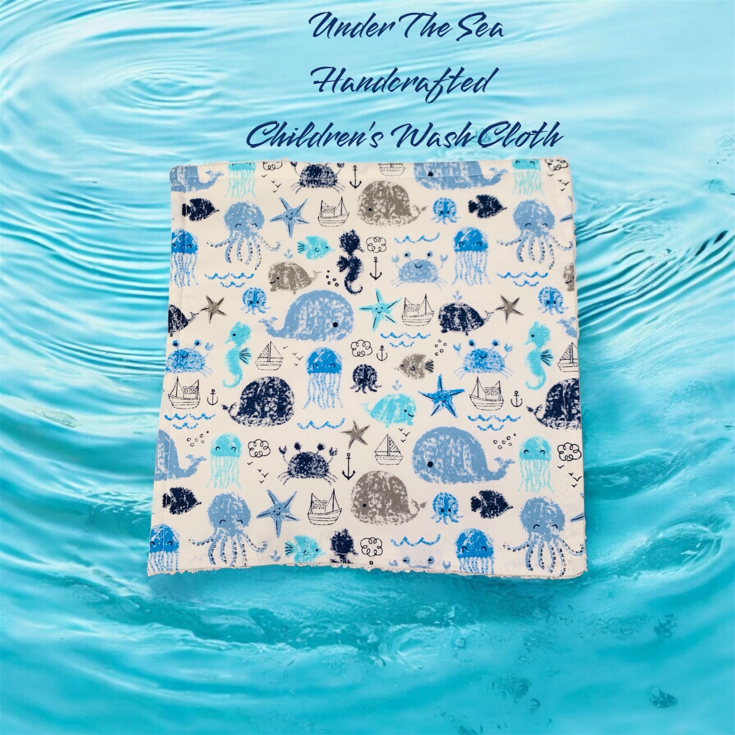 Character Print Wash Cloth - Soft White Towelling