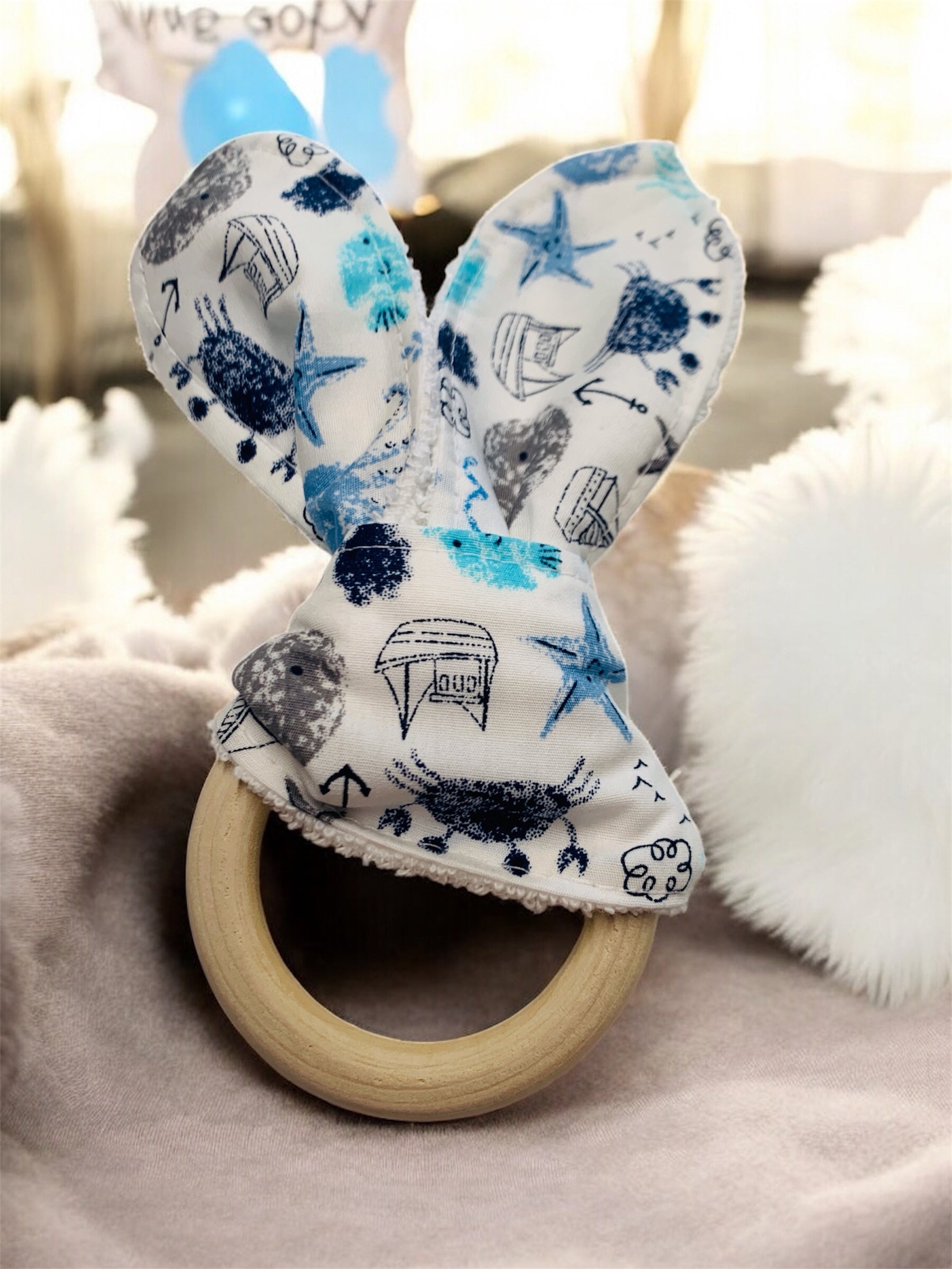 Wooden Bunny Ears Teething Ring