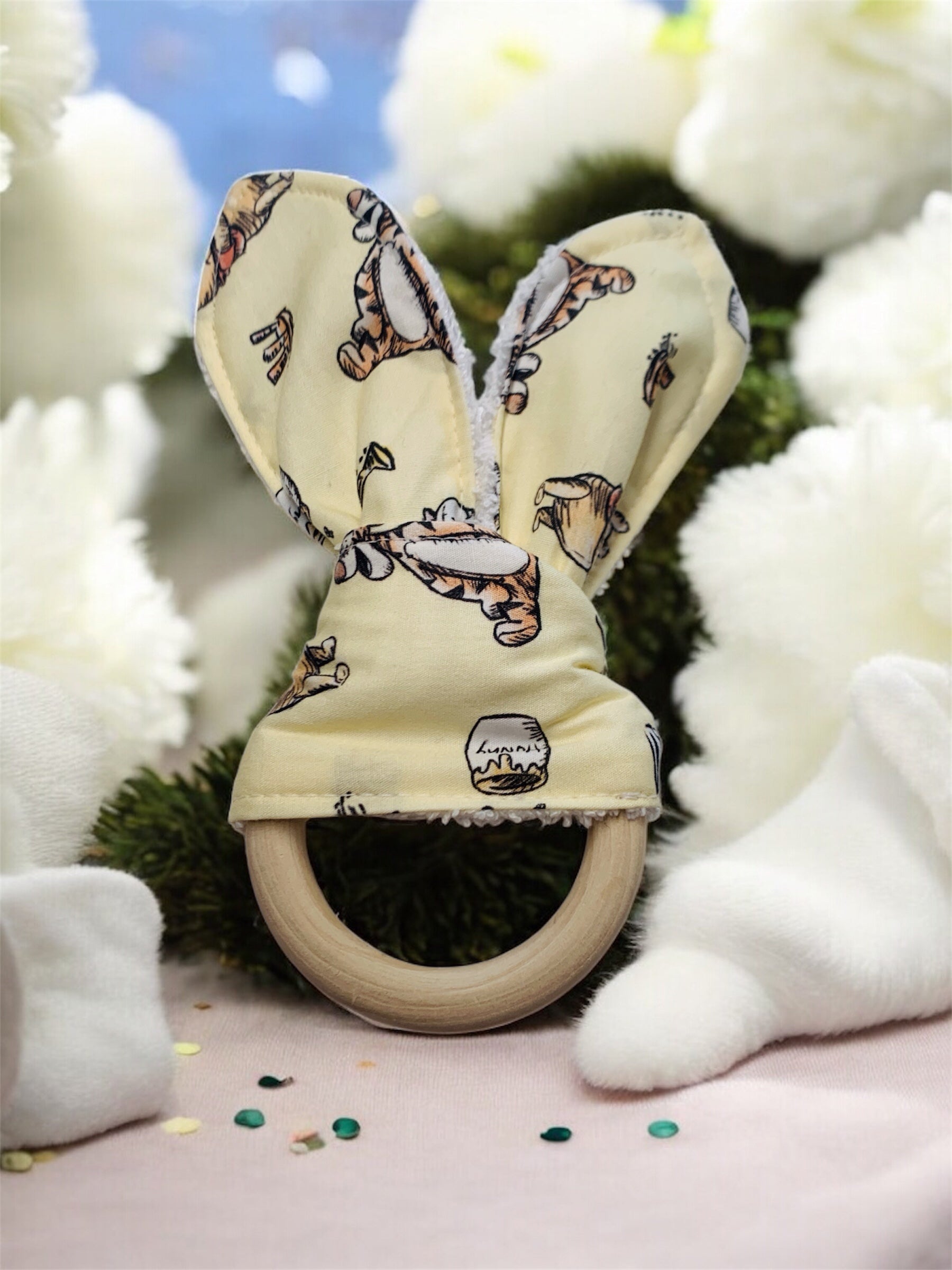 Wooden Bunny Ears Teething Ring